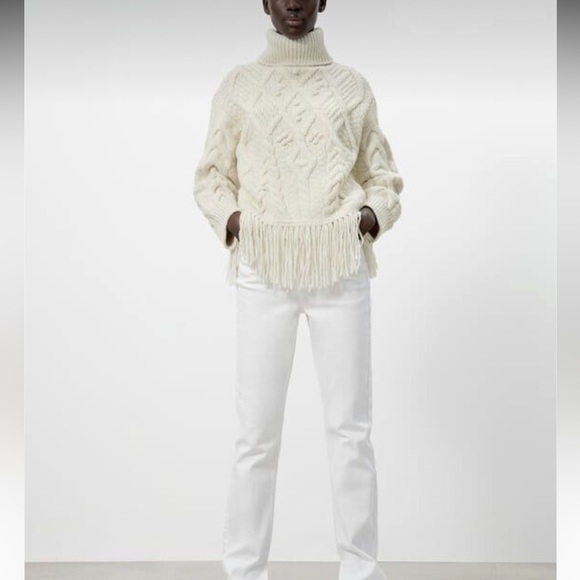 Zara cable knit sweater with fringe - Picture 4 of 6